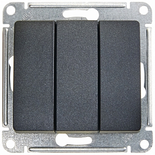 Выключатель трехклавишный GLOSSA антрацит сх.3  GSL000731