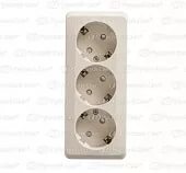 Розетка наружная 3-ая c/з со шторками бежевая/Этюд/PA16-012K