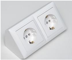 Розетка двойная с/з угловая белая Стиль /РА16-752***