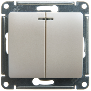 Выключатель двухклавишный с подсветкой GLOSSA перламутр сх.5 а GSL000653