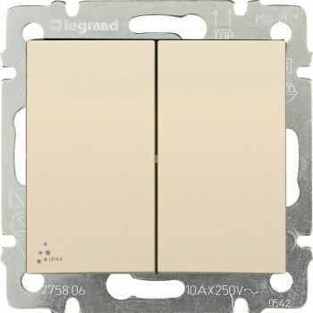 Механизм переключателя 2 клавишный бежевый Valena