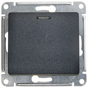 Выключатель одноклавишный GLOSSA антрацит  c подсветкой сх.1а  GSL000713