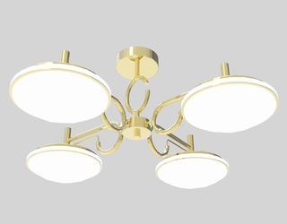 Люстра 036-4(M2) GD (1) золотая. светодиодная. 4 лампы.цветовая температура 2700-6500 К