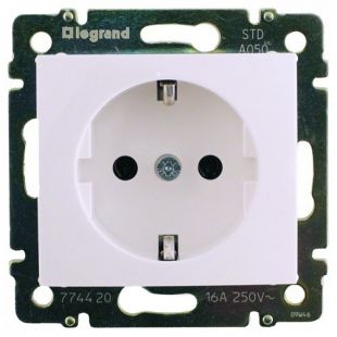 Механизм розетки 1-ая с заземлением внутренняя белая Valena