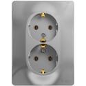 Розетка двойная с заземлением GLOSSA алюминий GSL000324