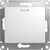 Выключатель одноклавишный GLOSSA белый c подсветкой сх.1а  GSL000113