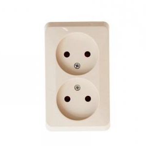 Розетка наружная 2-ая б/з бежевая/Этюд/PA16-005K