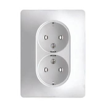 Розетка двойная без заземления GLOSSA белая GSL000120