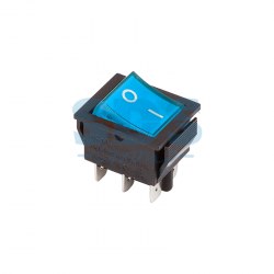 Микро выключатель синий с подсветкой 15А/220/6к/ON-ON 