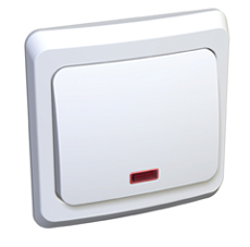 Выключатель 1-клавишный с подсветкой скрытой установки белый/Этюд/BC10-005B
