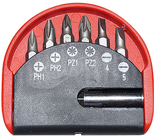 Набор бит Pobedit, 25мм (адаптер,PH1, PH2, PZ1, PZ2, SL4.5,SL5.5), 7шт /2619002