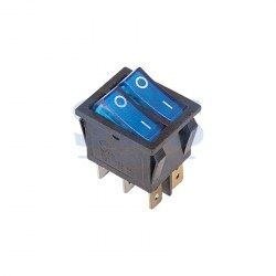 Микро выключатель двойной синий с подсветкой 15А/220/6к/ON-OFF