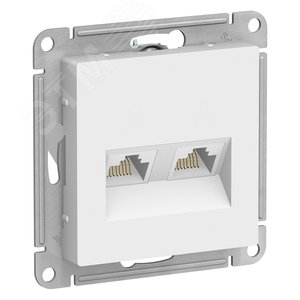 Розетка двойная компьютерная RJ45+RJ45 кат 5Е белая AtlasDesign