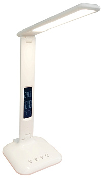 Светильник настольный белый GLTL-034 LED 8вт дисплей с часами.регулировка света /General/800034