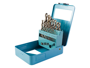 Набор сверел по металлу FTools 1,0-10,0(0,5) 19шт, титан/Н1905, металлический футляр с окном