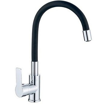 Смеситель для кухни Haiba HB70112-7 с гибким изливом, черный/хром