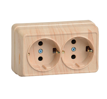 Розетка наружная 2-я с/з сосна/GLORY/IEK