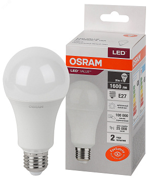 Лампа светодиодная А60 20W Е27/4000К/1600Лм/холодный свет/OSRAM