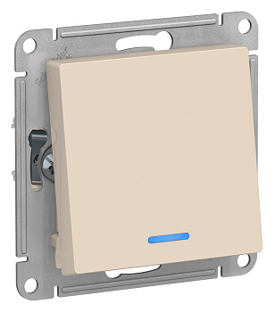 Переключатель одноклавишный бежевый  c подсветкой сх.6а 10А AtlasDesign