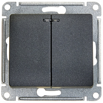 Выключатель двухклавишный с подсветкой GLOSSA антрацит сх.5 а GSL000753