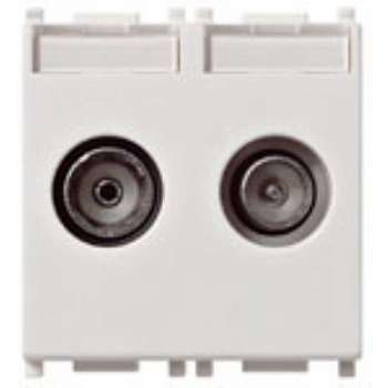 Розетка TV+TV 2-ая наружная белая***