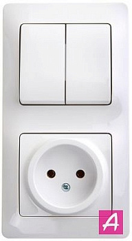 Блок комбинированный внутренний розетка б/з +2клавиши белый GSL000172