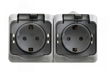 Розетка 2-я с/з наружная с/ш с прозрачной крышкой16А IP44/ЭТЮД