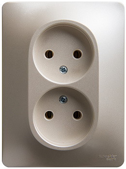 Розетка двойная без заземления GLOSSA перламутр GSL000620