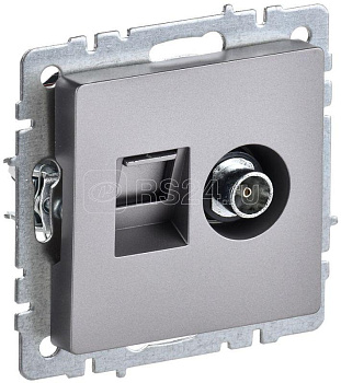 Розетка TV+RJ45 кат.5E механизм сталь IEK 
