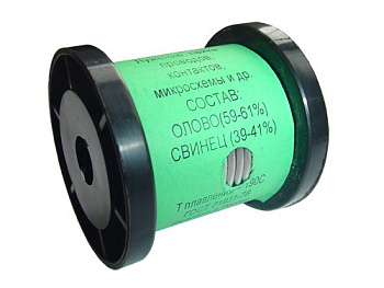 Припой б/канифоли ПОС-61 ф2мм/100гр. Зеленая катушка ГОСТ 21931-76/7339