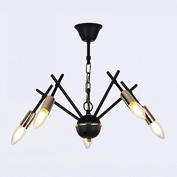 Люстра RH8067/5 BK+FGD черный/золото 5x40W E14, OUM18 d540 h200 Lumis