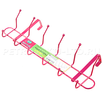 Вешалка-планка 6 крюч металлическая окрашенная на дверь