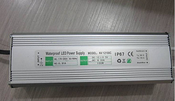 Трансформатор для LED ленты 100Вт/12V/IP67/металл