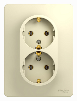 Розетка двойная с заземлением GLOSSA бежевая GSL000224