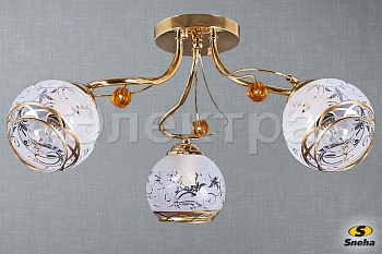 Светильник потолочный 61734/3А E14 40W золото/белый