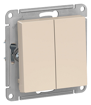 Выключатель двухклавишный бежевый сх.5 10А AtlasDesign