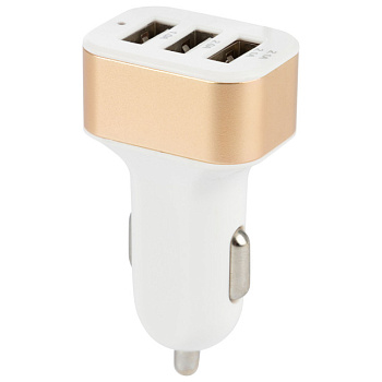 Автомобильное зарядное устройство Energy ET-21A, 3 USB, 2,1A, цвет - золотой