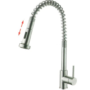 Смеситель  LEDEME для  кухни, с выдвижной лейкой, нержав.сталь, керамический картридж d=35 /L76005