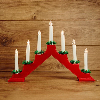  Новогодняя горка 7 свечек, Теплый белый, красный корпус, IP20, Neon Night 501-082