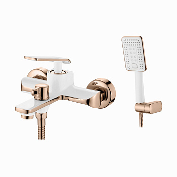 Смеситель  LEDEME  для ванны, белый + "розовое золото" (110)/L3274WR***