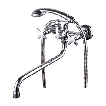 Смеситель KAISER Crystal  для ванны с длинным изливом, латунь, керамич.кран-букса ( 350 мм)/28155