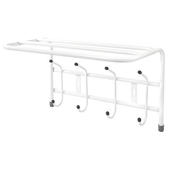 Вешалка настенная для одежды с полкой 4 крючка, белая 