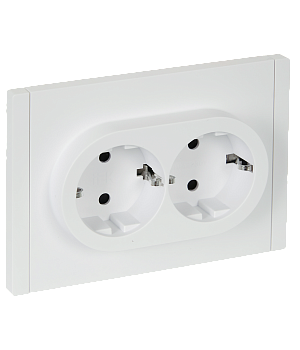 Розетка 2-местная FORTE&PIANO с заземлением с шторками безвинтовое крепление 16А FP223 бел