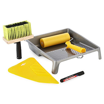 Набор обойный №7 ( ванночка, макловица, прижимной валик, шпатель для обоев, маркер)