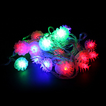 Гирлянда светодиодная "Шишки" 40LED, 220V/RGB прозрачный провод