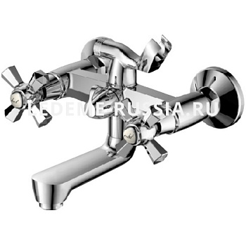 Смеситель LEDEM ванна короткий излив крест, латунь, керамическая кран-букса  L3190