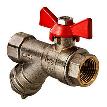 BASЕ Кран шаровый с фильтром 1/2  В-В ручка бабочка /293