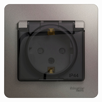 Розетка c заземлением c крышкой GLOSSA перламутр GSL000648