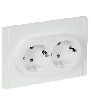 Розетка 2-местная FORTE&PIANO с заземлением без шторок безвинтовое крепление 16А FP224 белы