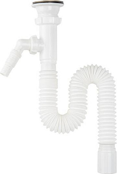 Сифон гофрированный 1 1/2"х40 с выпуском и с отводом Aquant